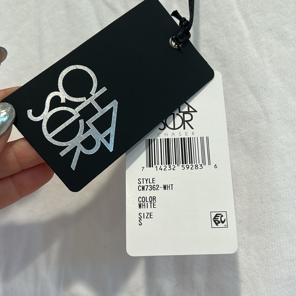 Chaser Brand Classic White Long Sleeve Women’s T-shirt size small new w tags - Picture 3 of 5